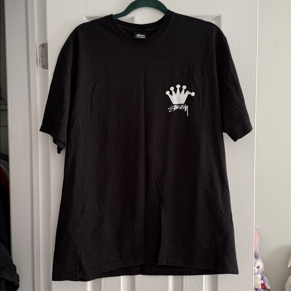 Stussy Black Tee with White Crown Graphic - Picture 1 of 2